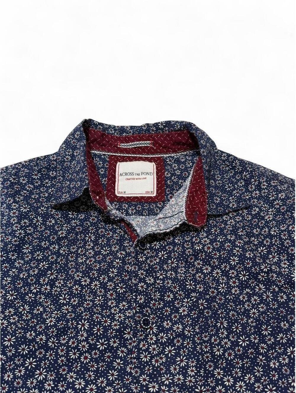 Across The Pond Men's Navy Floral Print Long Sleeve Shirt